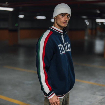 Italia Full-Zip Track Jacket - White with Red and Navy Accents