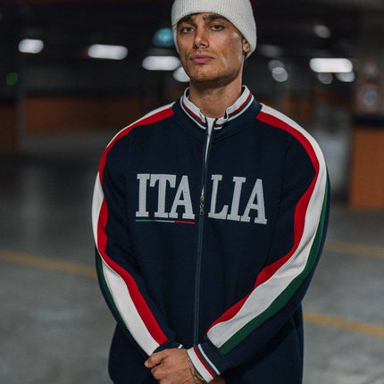 Italia Full-Zip Track Jacket - White with Red and Navy Accents