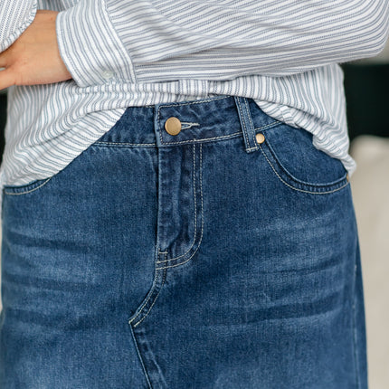 Jennifer A-Line Long Denim Skirt