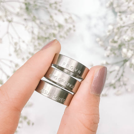Jesus Saves Matte Silver Ring