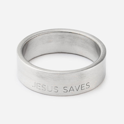 Jesus Saves Matte Silver Ring