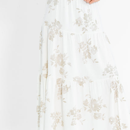 Jill Floral Stretch Waist Floral Tiered Maxi Skirt - FINAL SALE