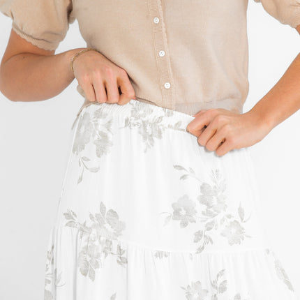 Jill Floral Stretch Waist Floral Tiered Maxi Skirt - FINAL SALE