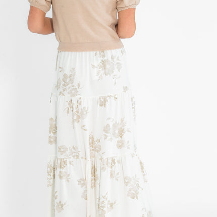 Jill Floral Stretch Waist Floral Tiered Maxi Skirt - FINAL SALE