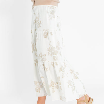 Jill Floral Stretch Waist Floral Tiered Maxi Skirt - FINAL SALE