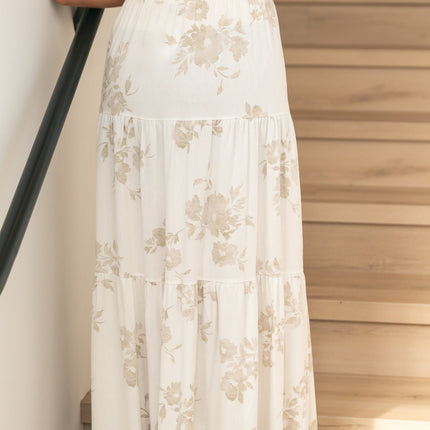 Jill Floral Stretch Waist Floral Tiered Maxi Skirt - FINAL SALE