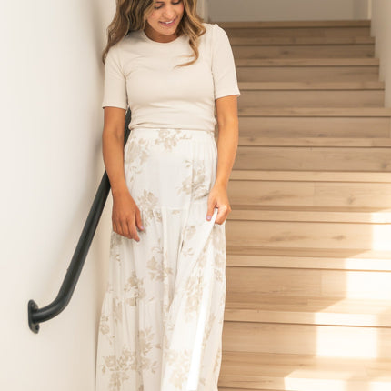 Jill Floral Stretch Waist Floral Tiered Maxi Skirt - FINAL SALE