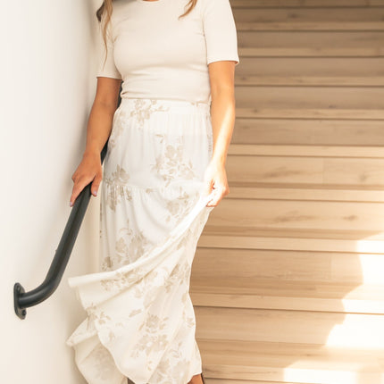 Jill Floral Stretch Waist Floral Tiered Maxi Skirt - FINAL SALE