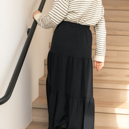 Jill Stretch Waist Tiered Maxi Skirt