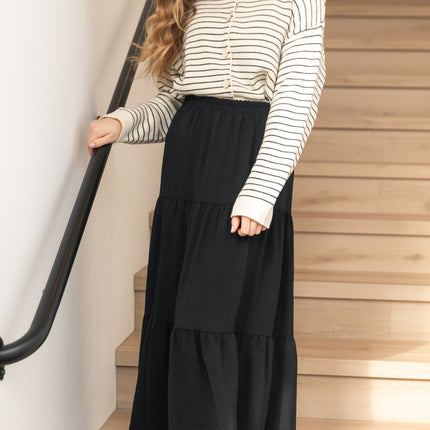 Jill Stretch Waist Tiered Maxi Skirt