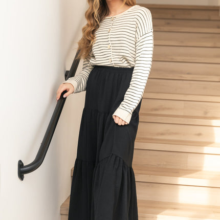 Jill Stretch Waist Tiered Maxi Skirt