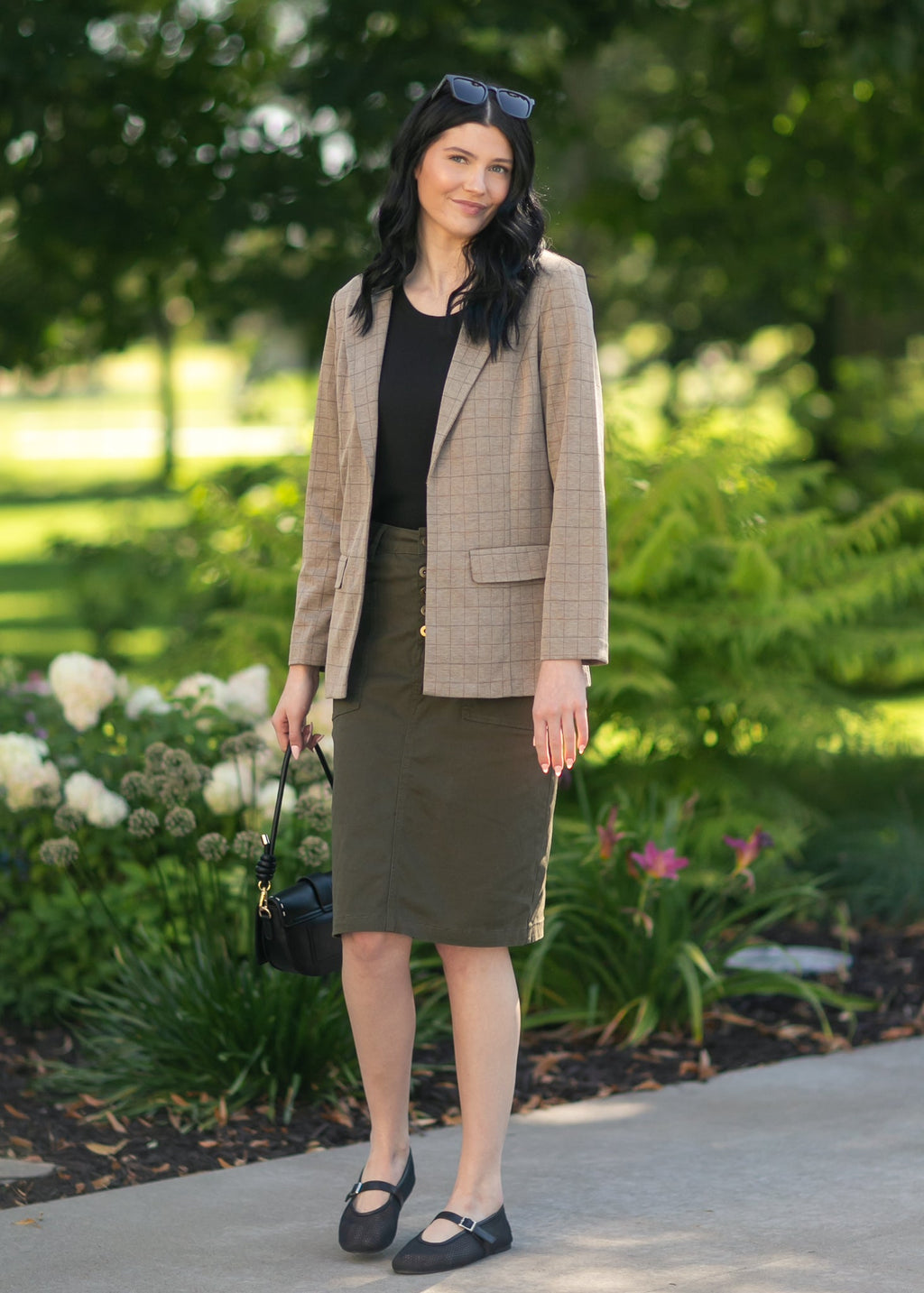 Kennedy Olive Midi Denim Skirt