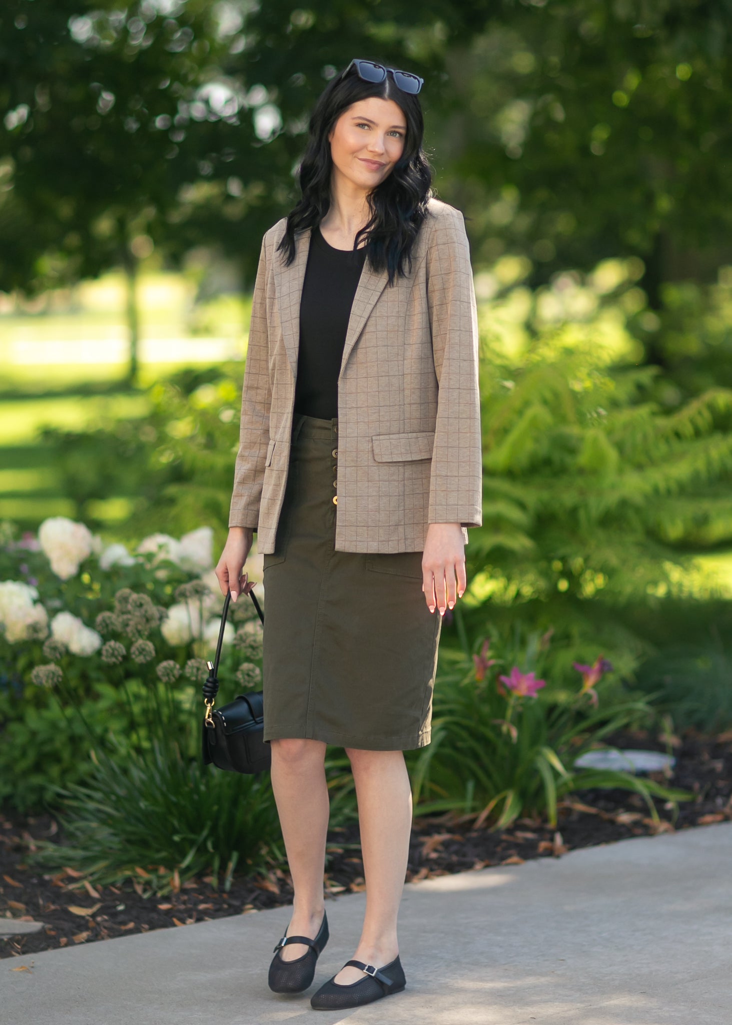 Kennedy Olive Midi Denim Skirt