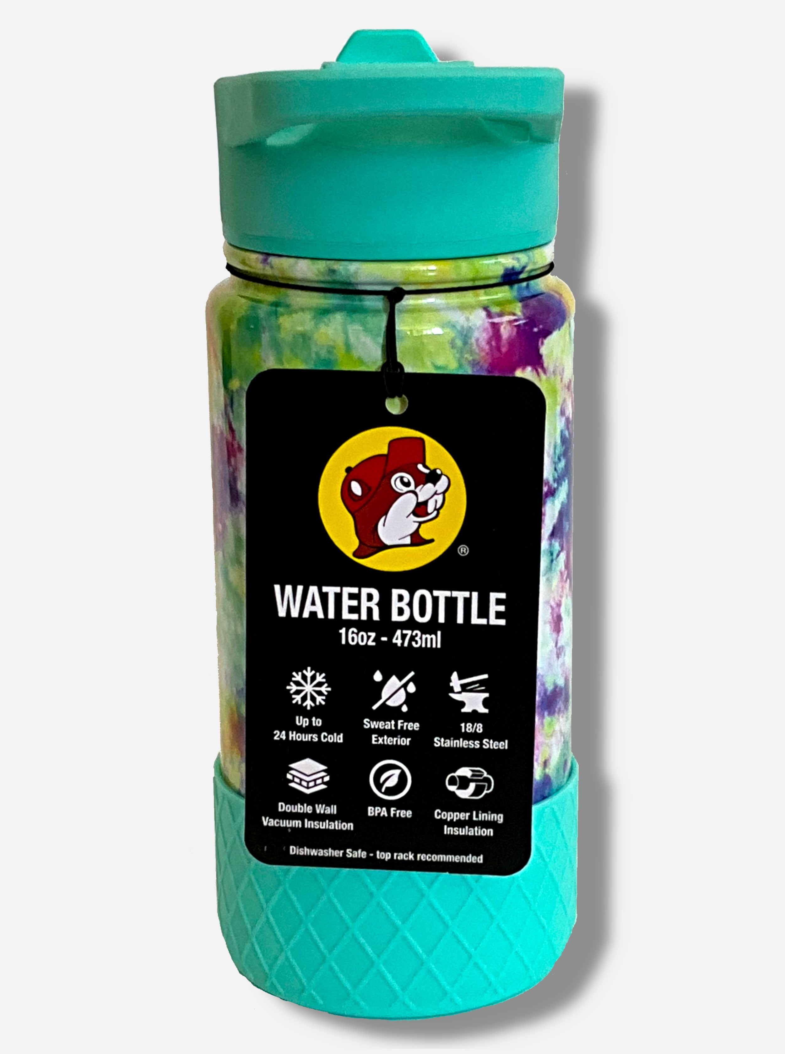 Buc-ee's Yukon Outfitters Tie Dye 16oz Water Bottle