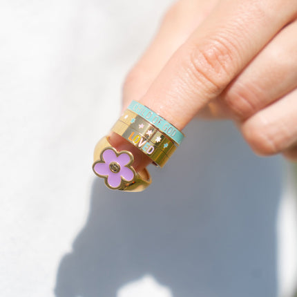 Lavender Smiley Flower Ring