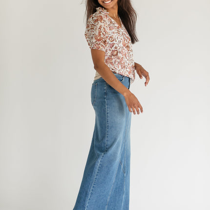 Lee A-Line Raw Hem Maxi Skirt
