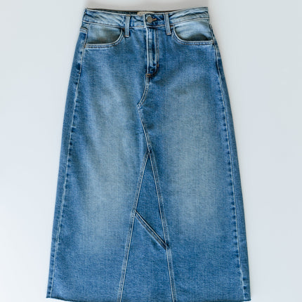 Lee A-Line Raw Hem Midi Skirt