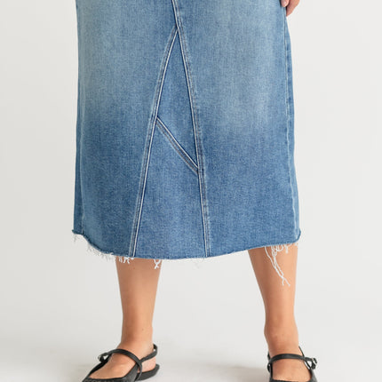 Lee A-Line Raw Hem Midi Skirt