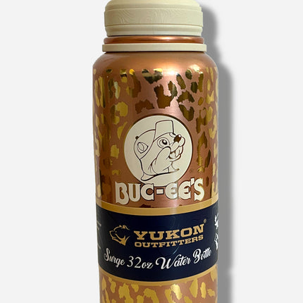 Buc-ee's Yukon Outfitters Gold Leopard Print 32oz Water Bottle