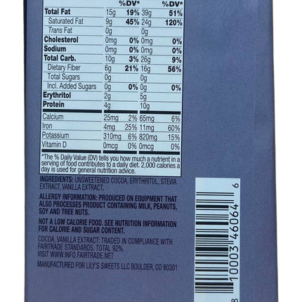Chocolate Bars, Dark, Stevia Sweetened, Lily's