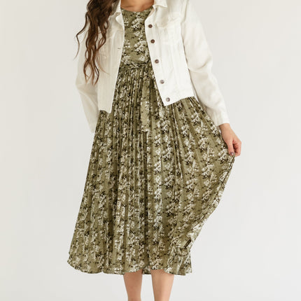 Louise Short Sleeve Pleated Midi Dress