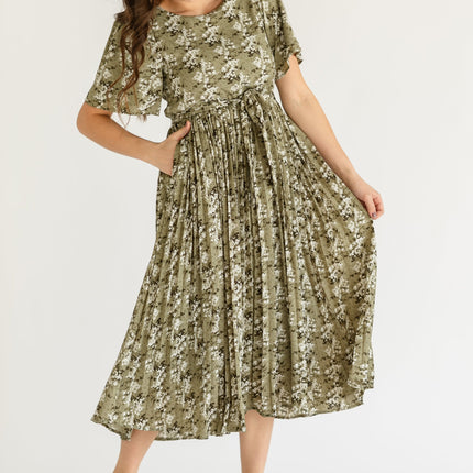 Louise Short Sleeve Pleated Midi Dress