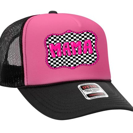 Mama Checkered Adult Otto Foam Trucker Hat