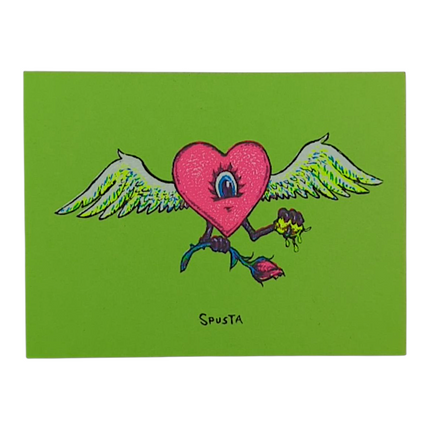 Marq Spusta Flying Heart with Rose (Lime Green) Micro Print