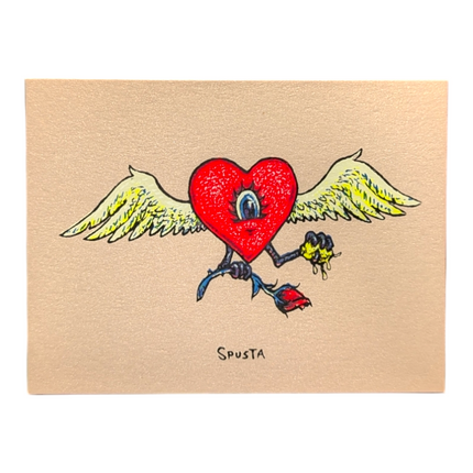 Marq Spusta Flying Heart with Rose (Nude Shimmer) Micro Print