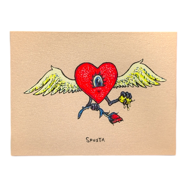 Marq Spusta Flying Heart with Rose (Nude Shimmer) Micro Print