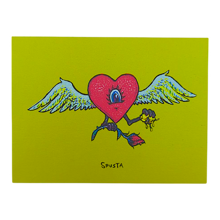 Marq Spusta Flying Heart with Rose (Sticky Yellow/Green) Micro Print