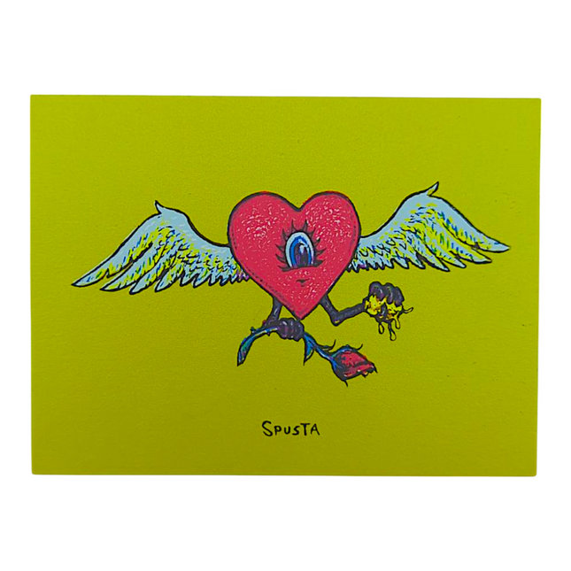 Marq Spusta Flying Heart with Rose (Sticky Yellow/Green) Micro Print