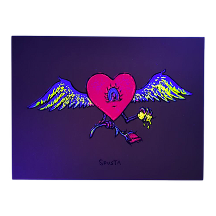 Marq Spusta Flying Heart with Rose (Sticky Yellow/Green) Micro Print