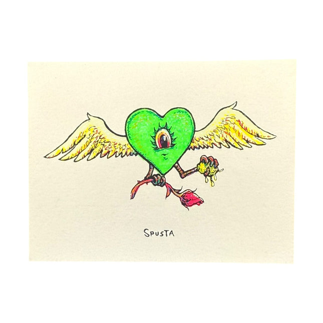 Marq Spusta Flying Heart with Rose (White Golden Shimmer) Micro Print