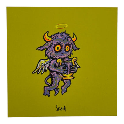 Marq Spusta "Harp Angel" (Chartreuse) Micro Print