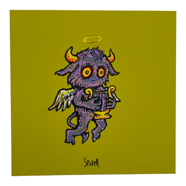 Marq Spusta "Harp Angel" (Chartreuse) Micro Print