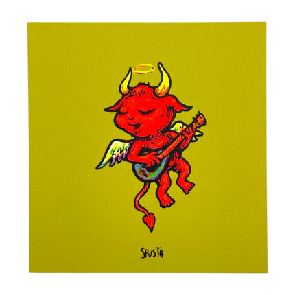 Marq Spusta "Mandolin Angel" (Absinthe) Micro Print