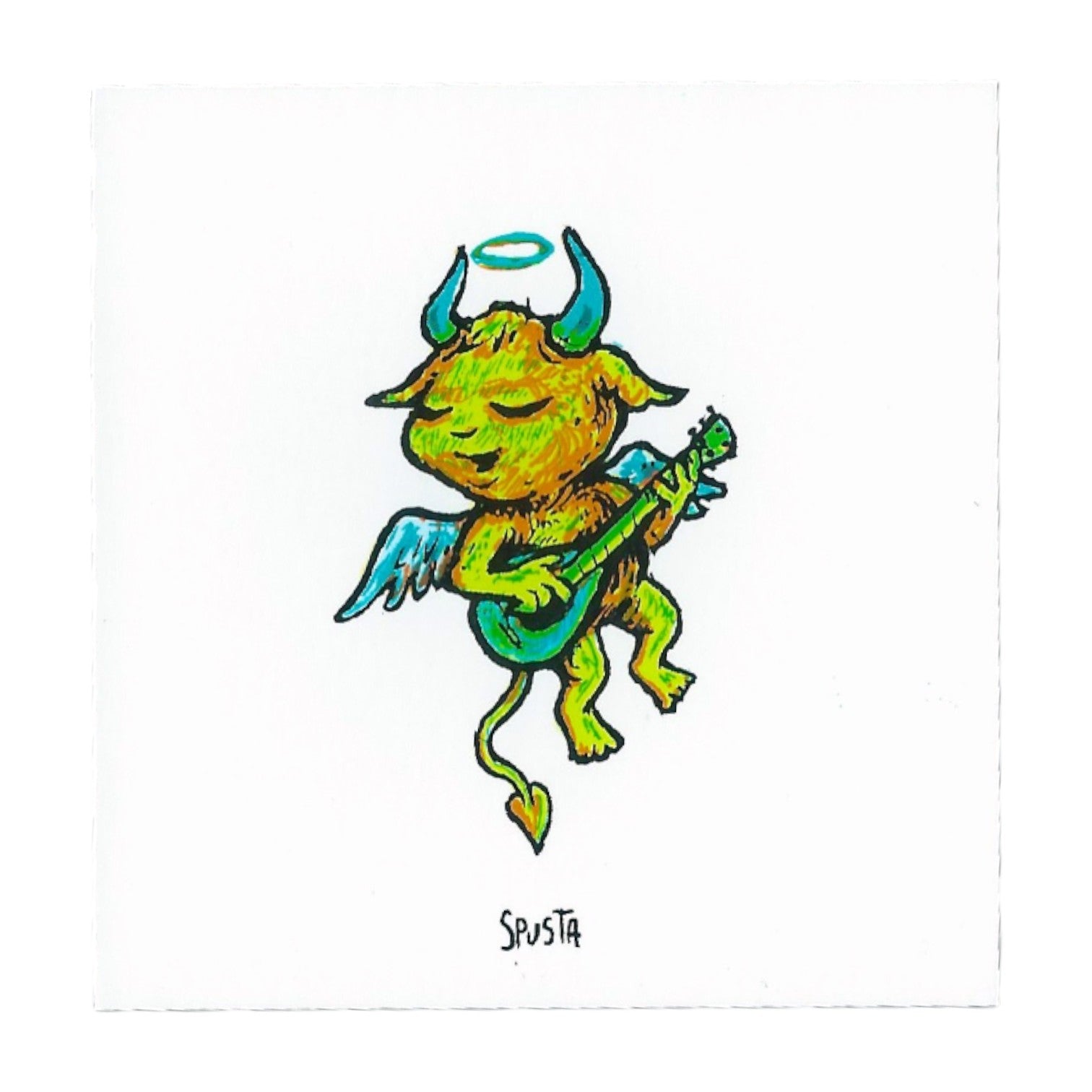 Marq Spusta "Mandolin Angel" (White) Micro Print