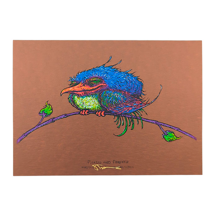 Marq Spusta "Pleased and Perched" (Antique Copper Shimmer) Mini Print