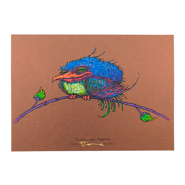 Marq Spusta "Pleased and Perched" (Antique Copper Shimmer) Mini Print