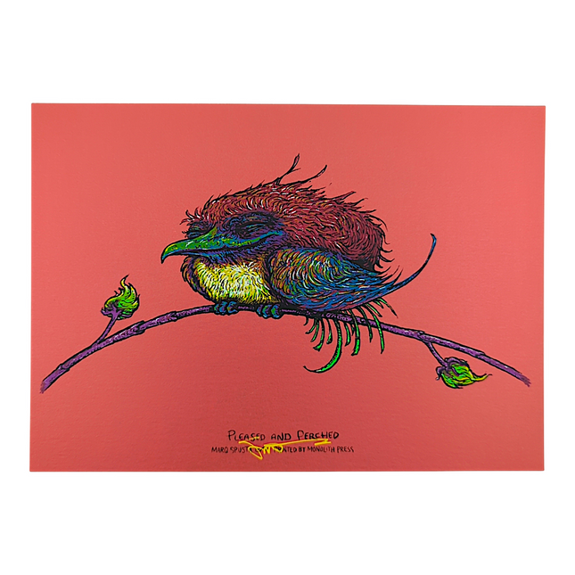 Marq Spusta "Pleased and Perched" (Magma) Mini Print