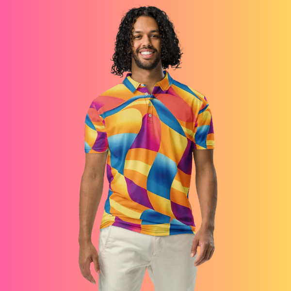 Electrify Your Style with Abstract EDM Polo Shirt