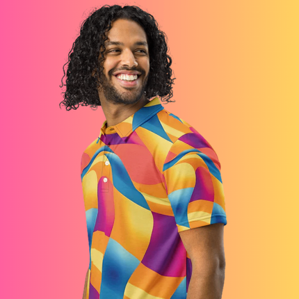 Electrify Your Style with Abstract EDM Polo Shirt