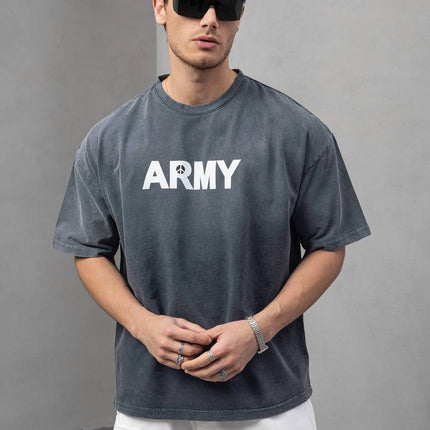 Men's Oversize 'ARMY' Graphic T-Shirt – Anti-War Statement Tee