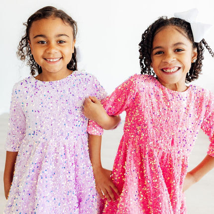 Pink Velvet Sequin Dress
