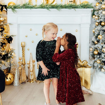 Hunter Green Velvet Sequin Dress