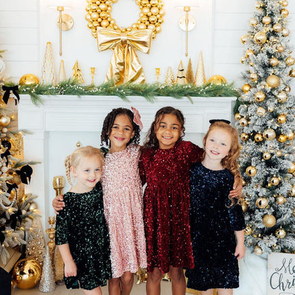 Navy Velvet Sequin Dress