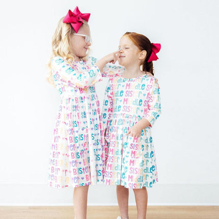 Big Sister 3/4 Sleeve Pocket Twirl Dress
