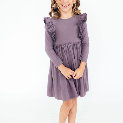 Vintage Violet L/S Ruffle Twirl Dress