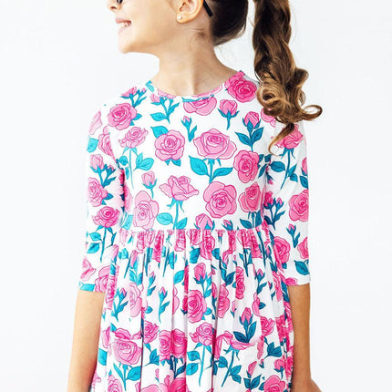 Garden Glow 3/4 Sleeve Pocket Twirl Dress